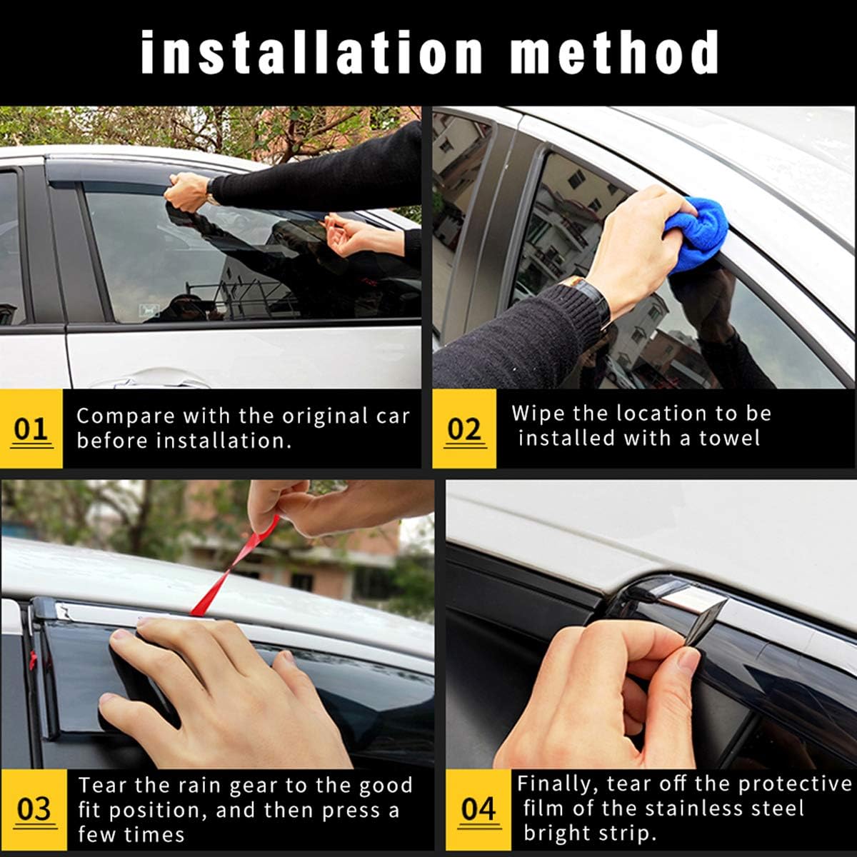 Smoke Tape-On Side Window Deflectors for A6L 2005-2011 Q59434
