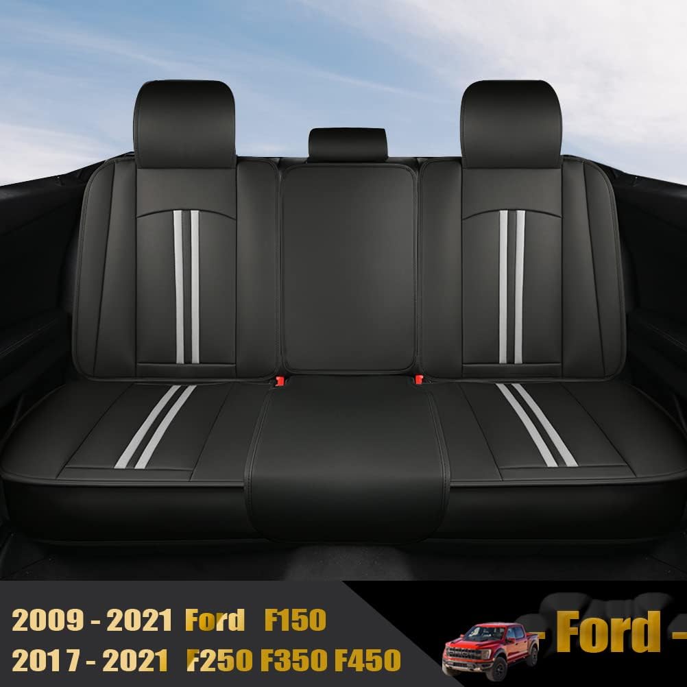 Black+Red Faux Leather Front Seat Covers S71307