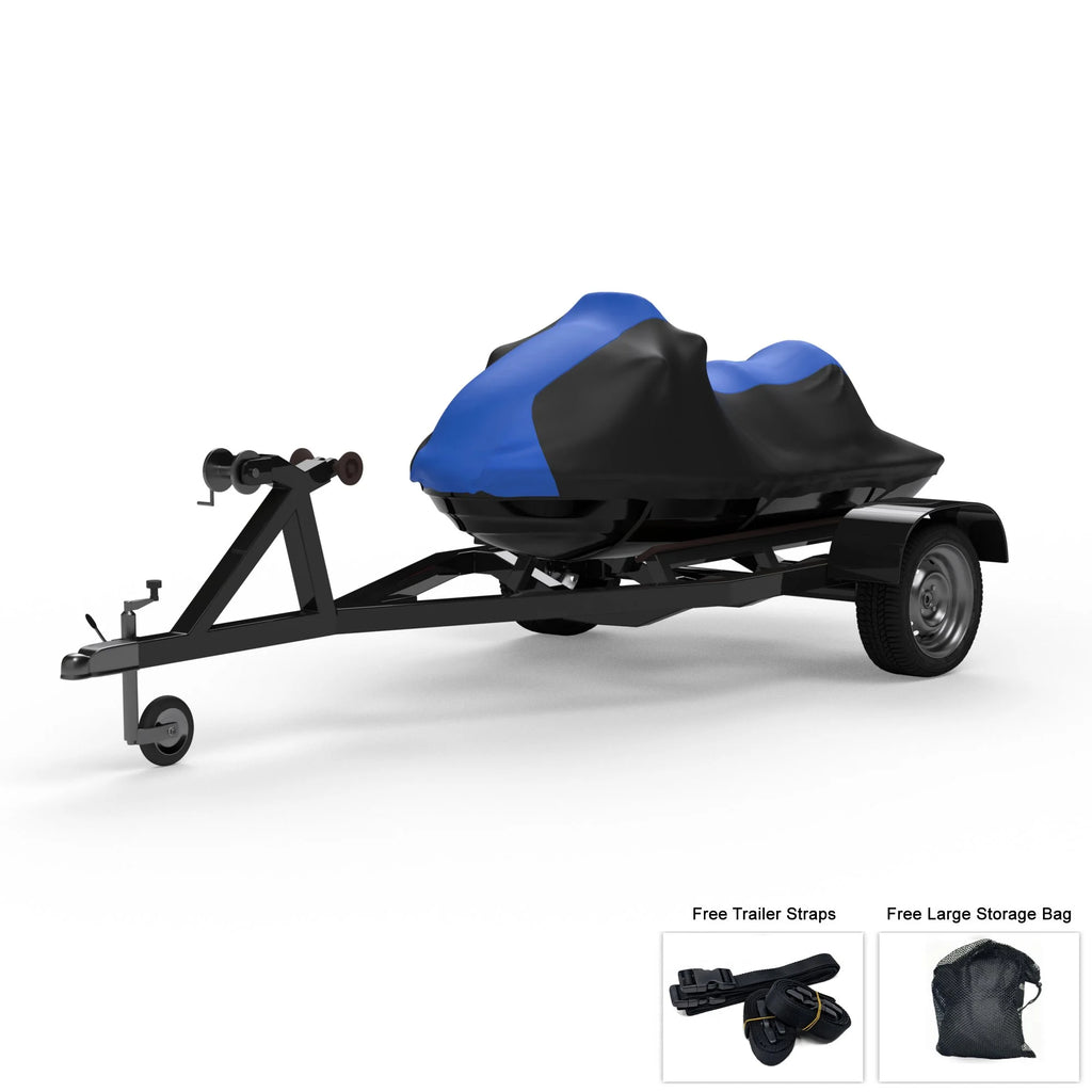 Blue / Black Jet Ski Cover with Trailer Straps and Storage Bag P51599