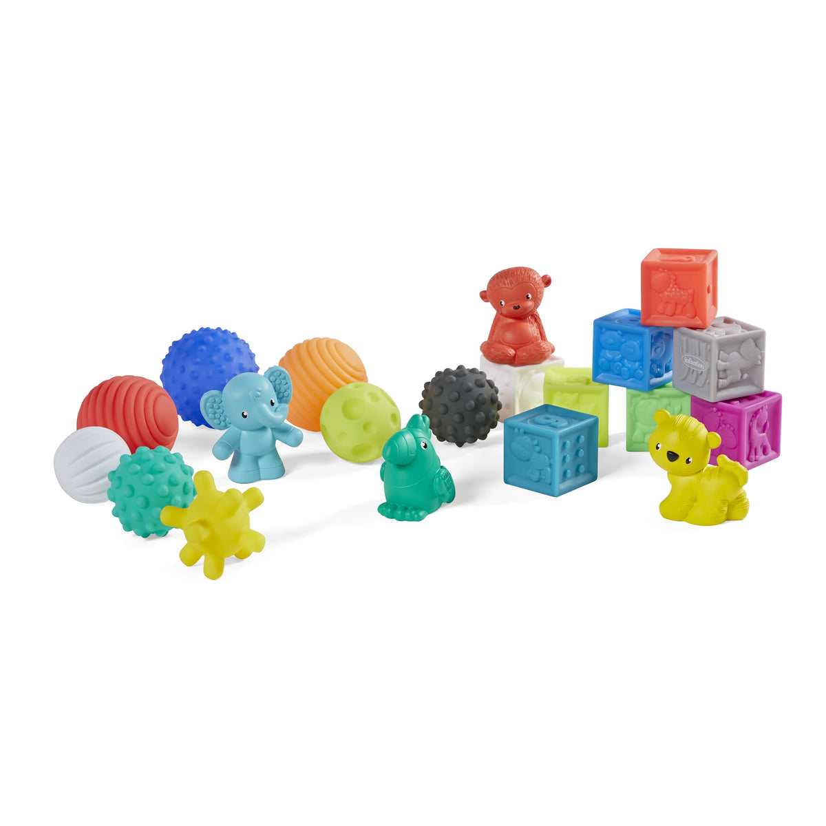 20-Piece Multicolor Sensory Soft Balls Blocks & Animal Buddies Set Q4600