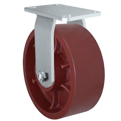 8 x 3 Heavy Duty Rigid Caster with Red Ductile Steel Wheel C379