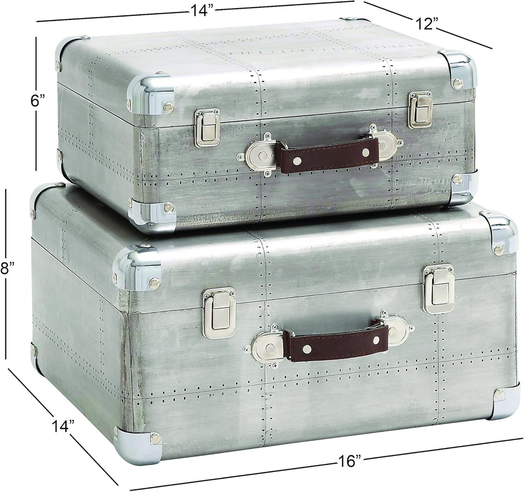 Set of 2 Wood Aluminium Case S86507