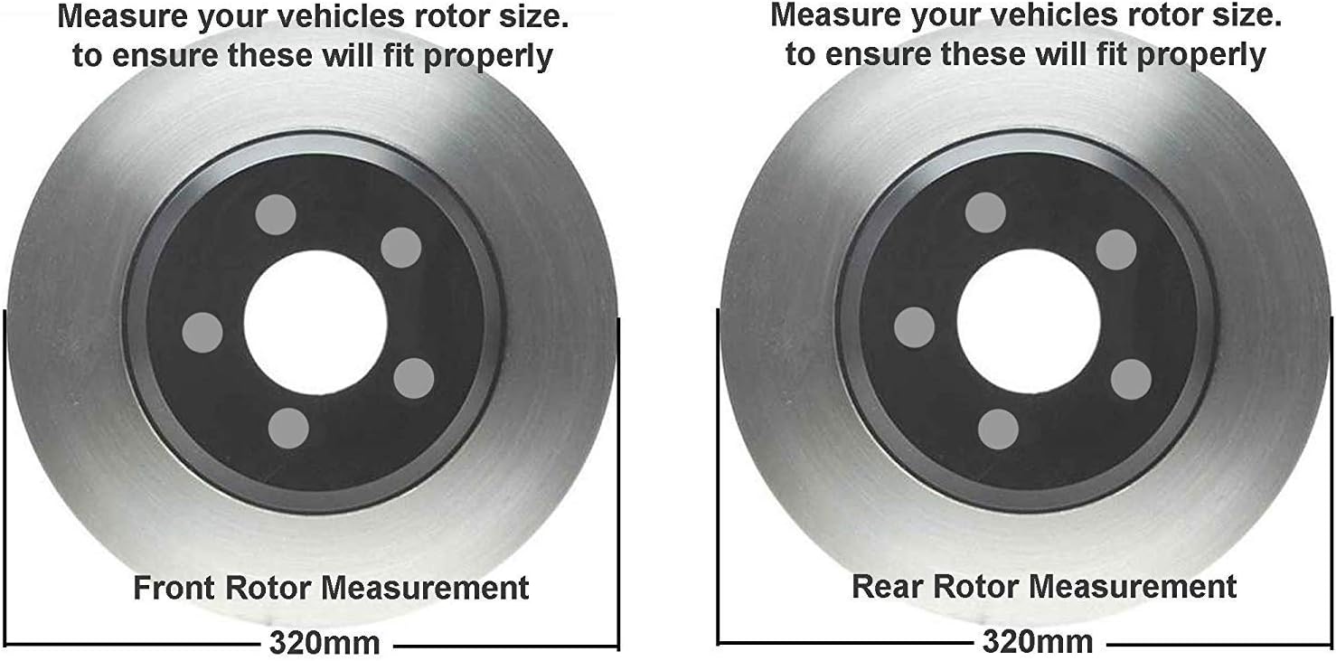 12.60" Front & Solid Rear Disc Rotors + Brake Pads 8pc Set I3662