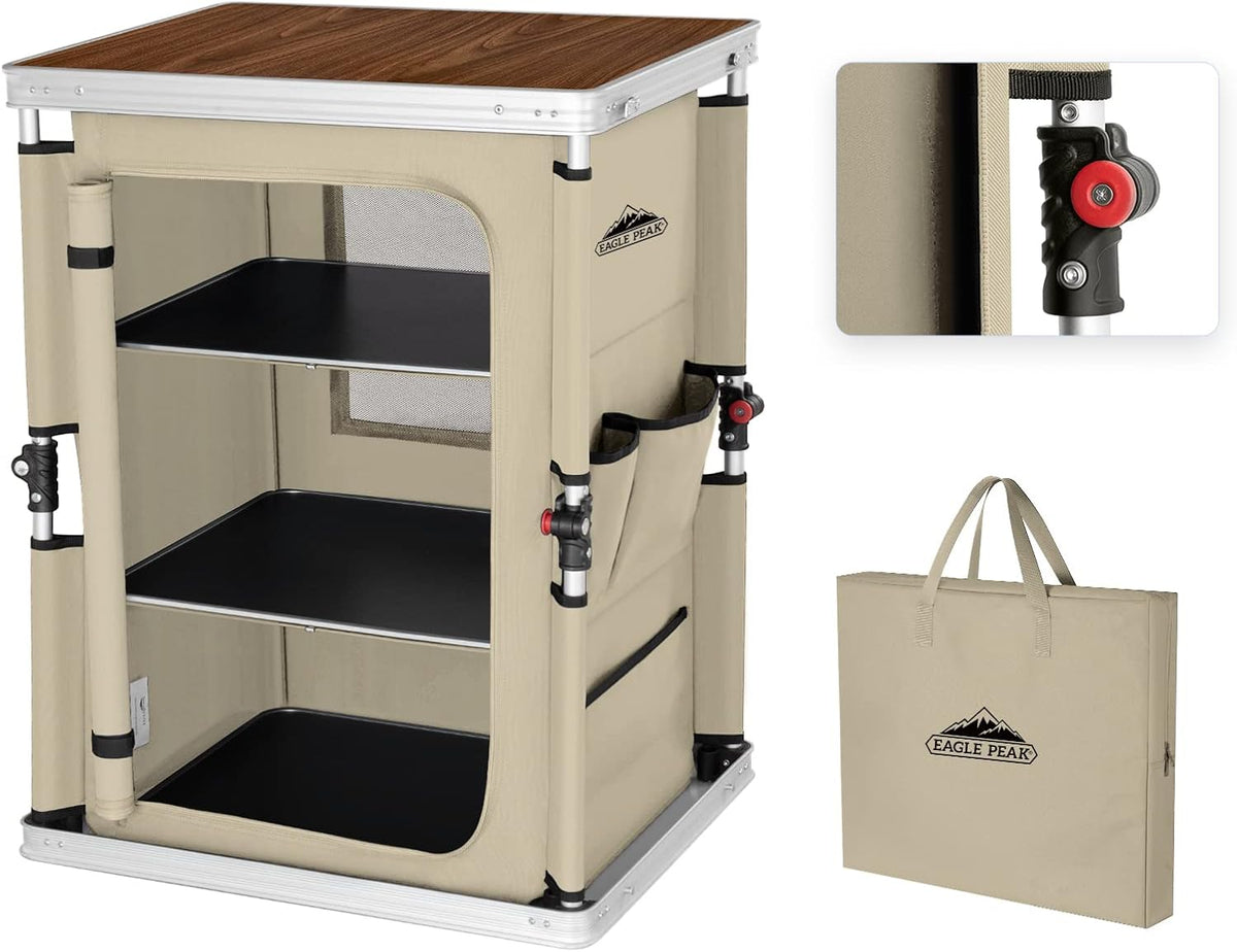 Blue Pop Up Folding Camping Table with Storage Organizer Z675510