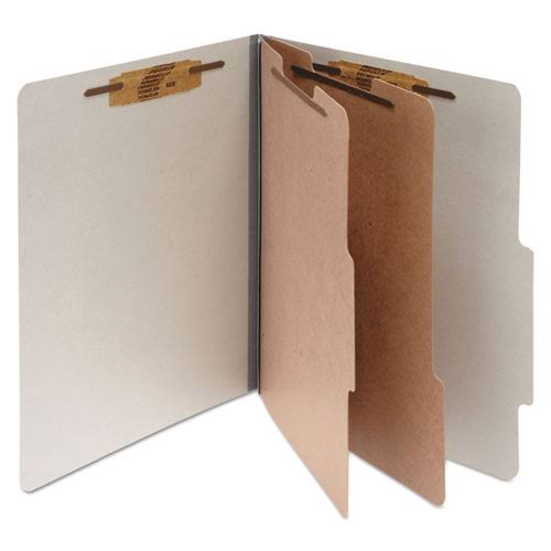 Mist Gray Legal Size Pressboard Classification Folders with 2 Dividers, 10/Box A61760