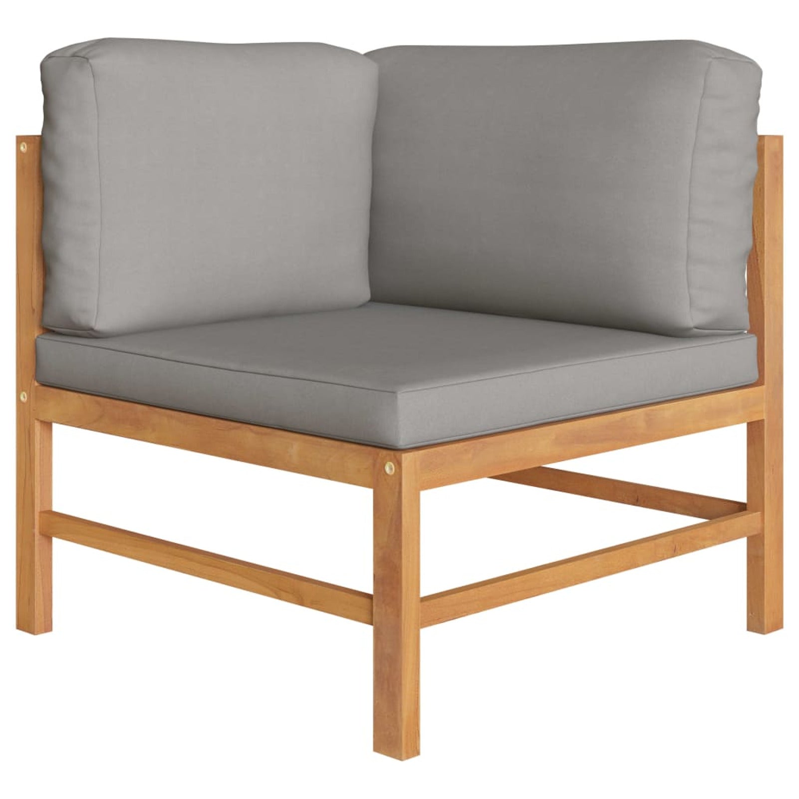 2-Seater Teak Wood Corner Sofa Set with Dark Gray Cushion A5799
