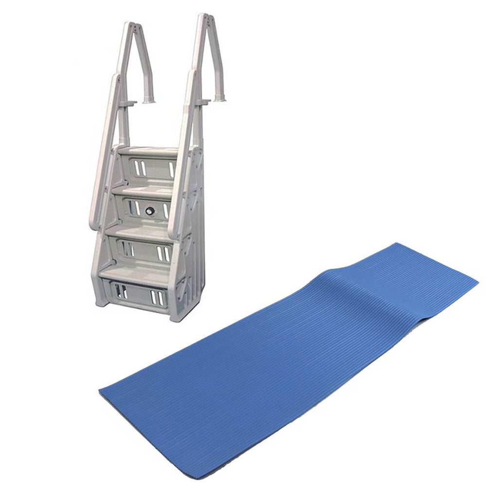 In Step Above Ground Swimming Pool Ladder with Protective Ladder Mat H471