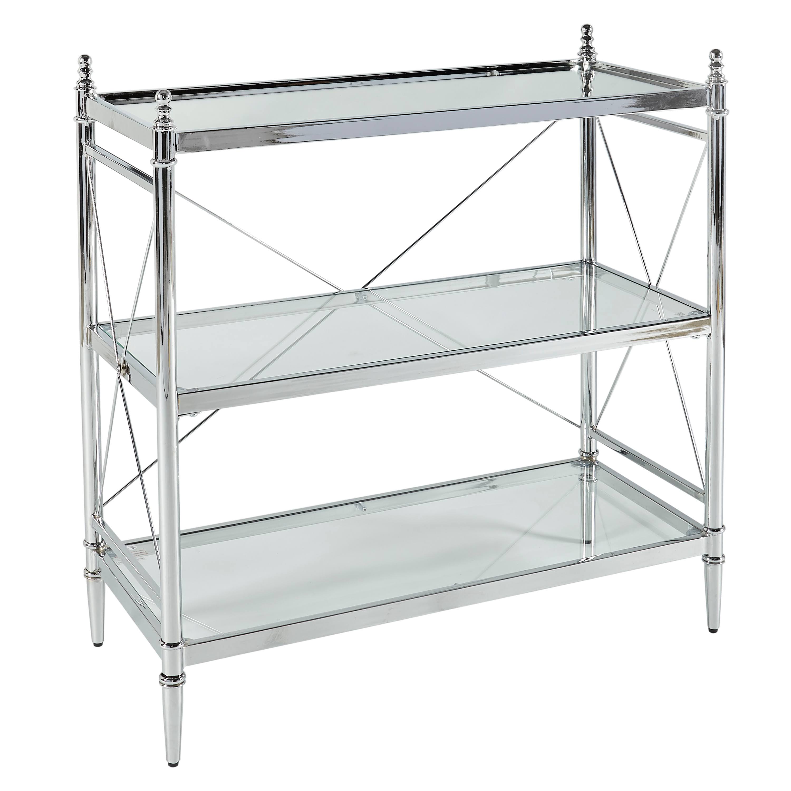 Chrome and Glass Floor Console H530