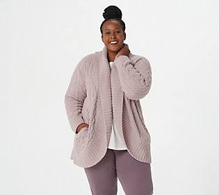 Faded Rose Cable Shawl Cardi C6141