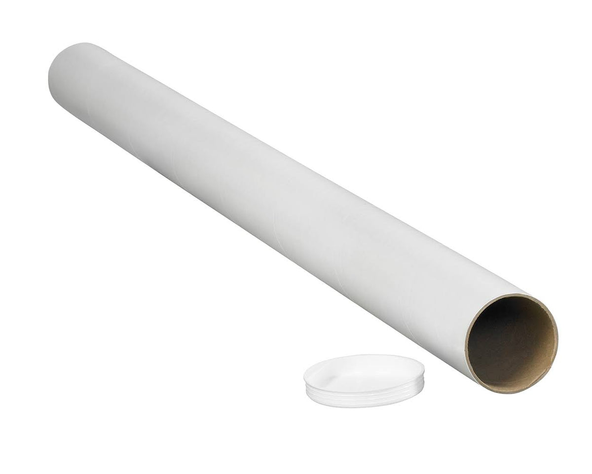 Mailing Tubes with Caps 2x22 x 15x22 White 50/Case R14309