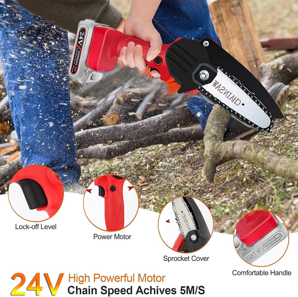 4 Inch 24V Cordless Electric Chainsaw, Pack of 2 I1428