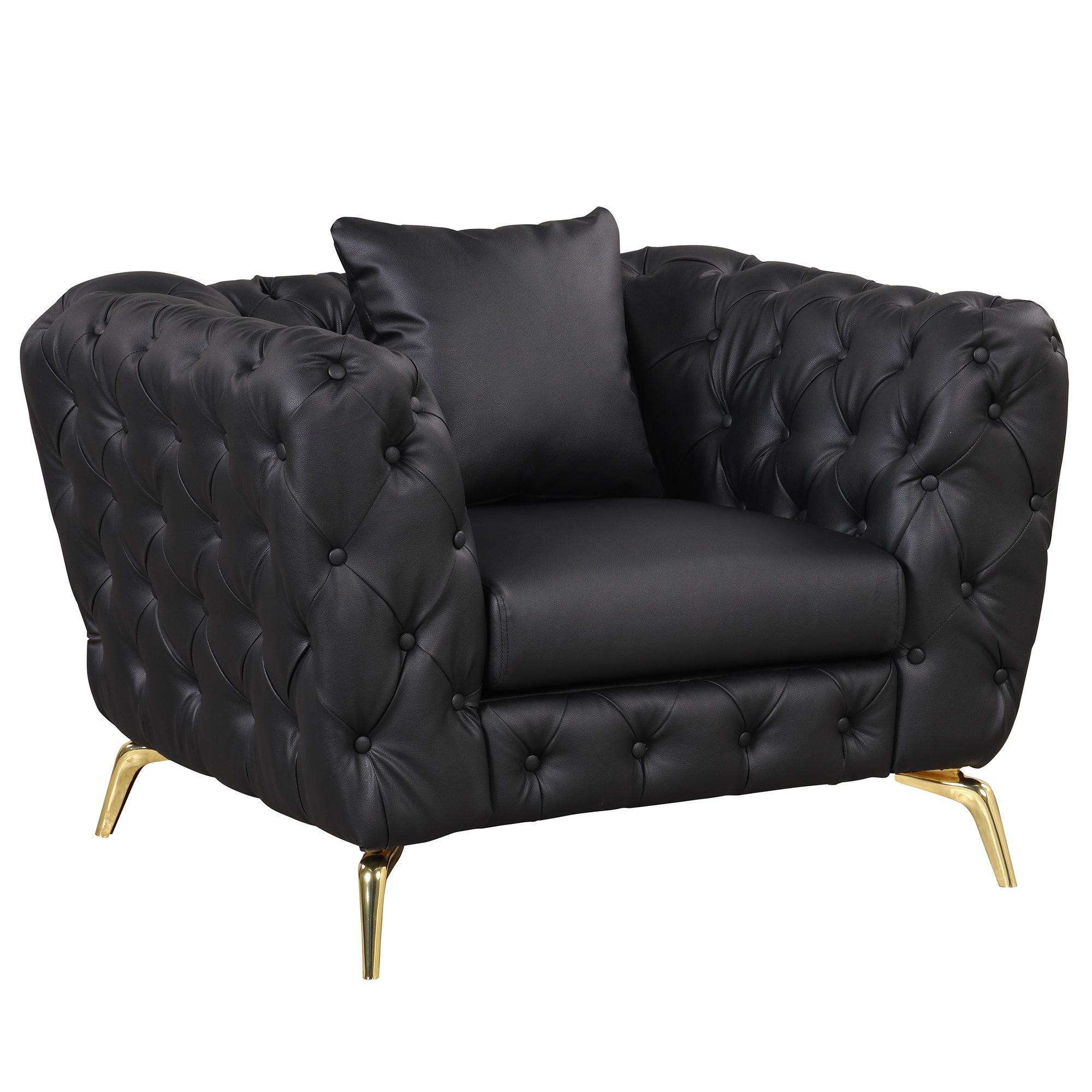 Black PU Upholstered Sofa with Metal Legs S899659