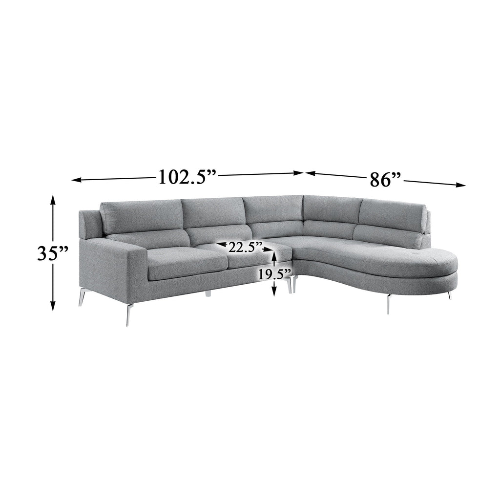 Gray 2-Piece Sectional Sofa with Right Chaise K547873