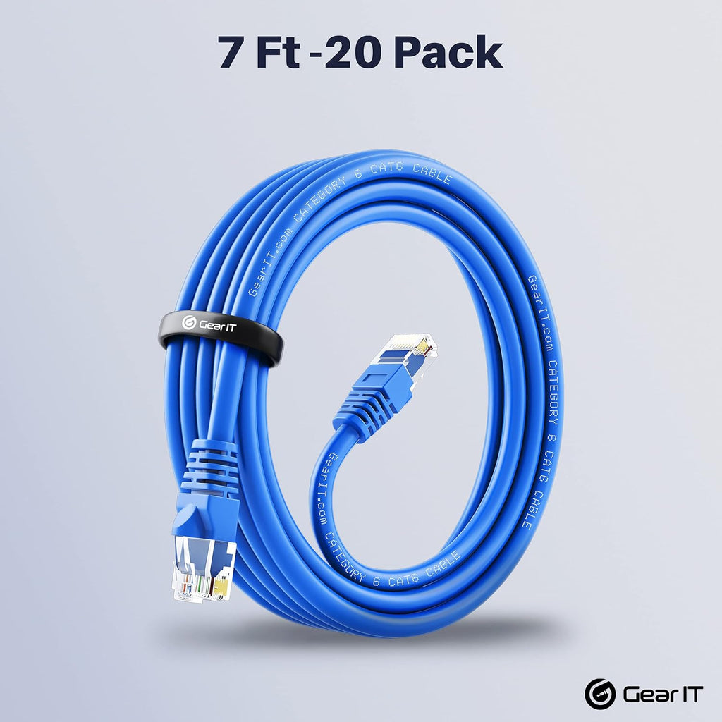 Cat6 Ethernet Cable 7 ft (20-Pack) Blue D57735