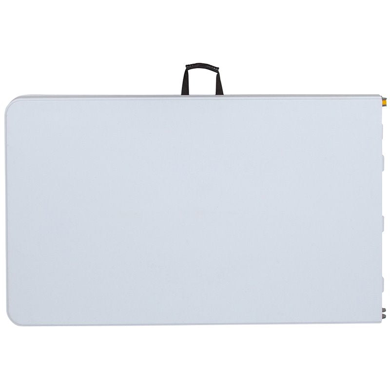8-Foot Height Adjustable Bi-Fold Granite White Plastic Folding Table with Carrying Handle U2832