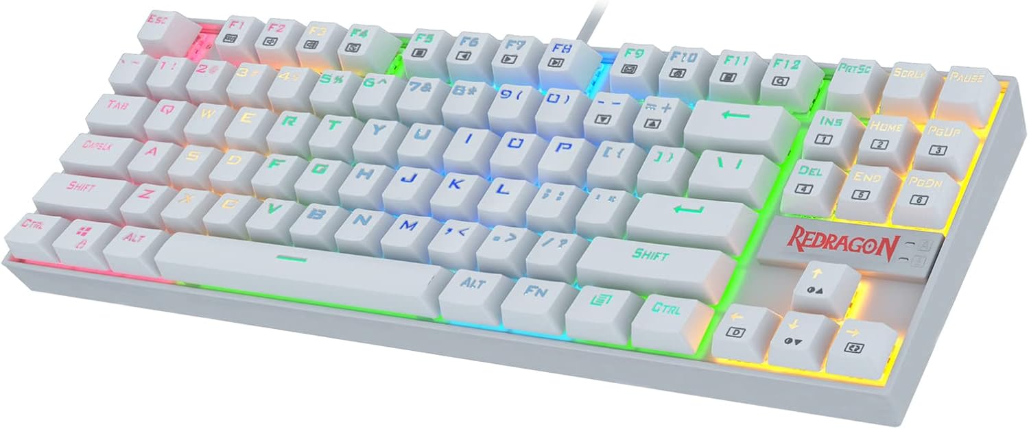 87 Key White Mechanical Gaming Keyboard with Blue Switches M9363