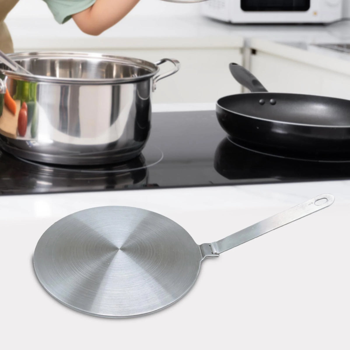 Non Slip Stainless Steel Heat Diffuser Plate with Handle 23.5cm W602