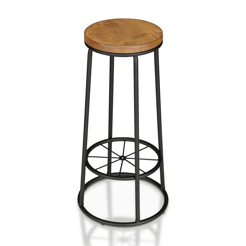 Metal Frame Bar Stool in Warm Oak (Set of 2) X953426