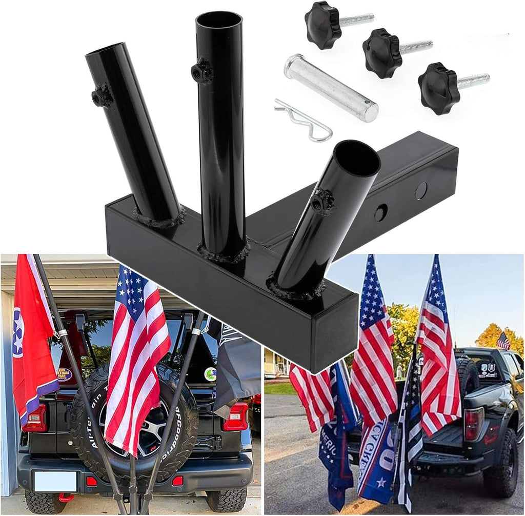 Hitch Mount 3 Flagpole Holder for 2 Inch Trailer Receiver Q25604