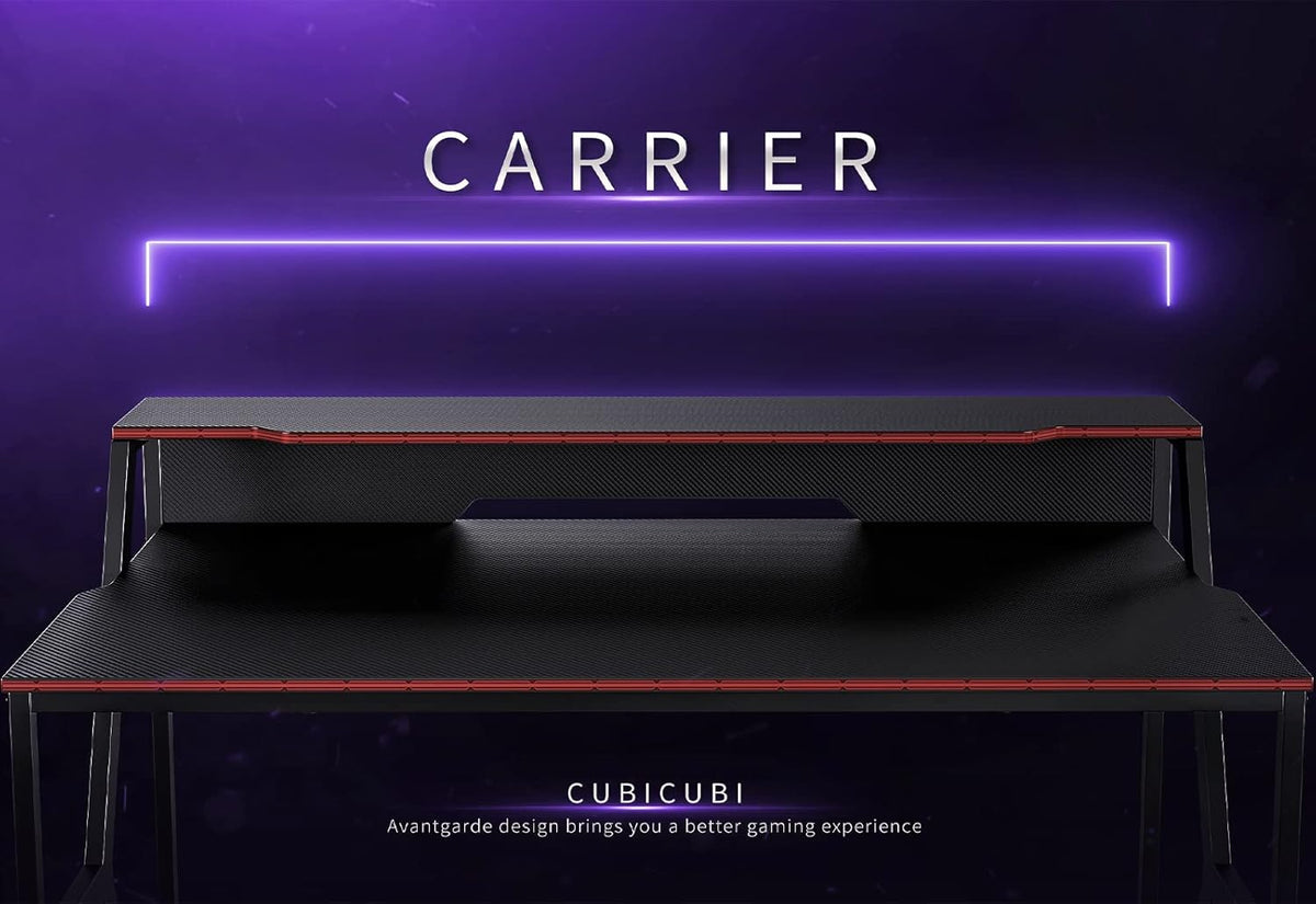 Carbon Fiber Surface Gaming Desk with Monitor Stand J473125