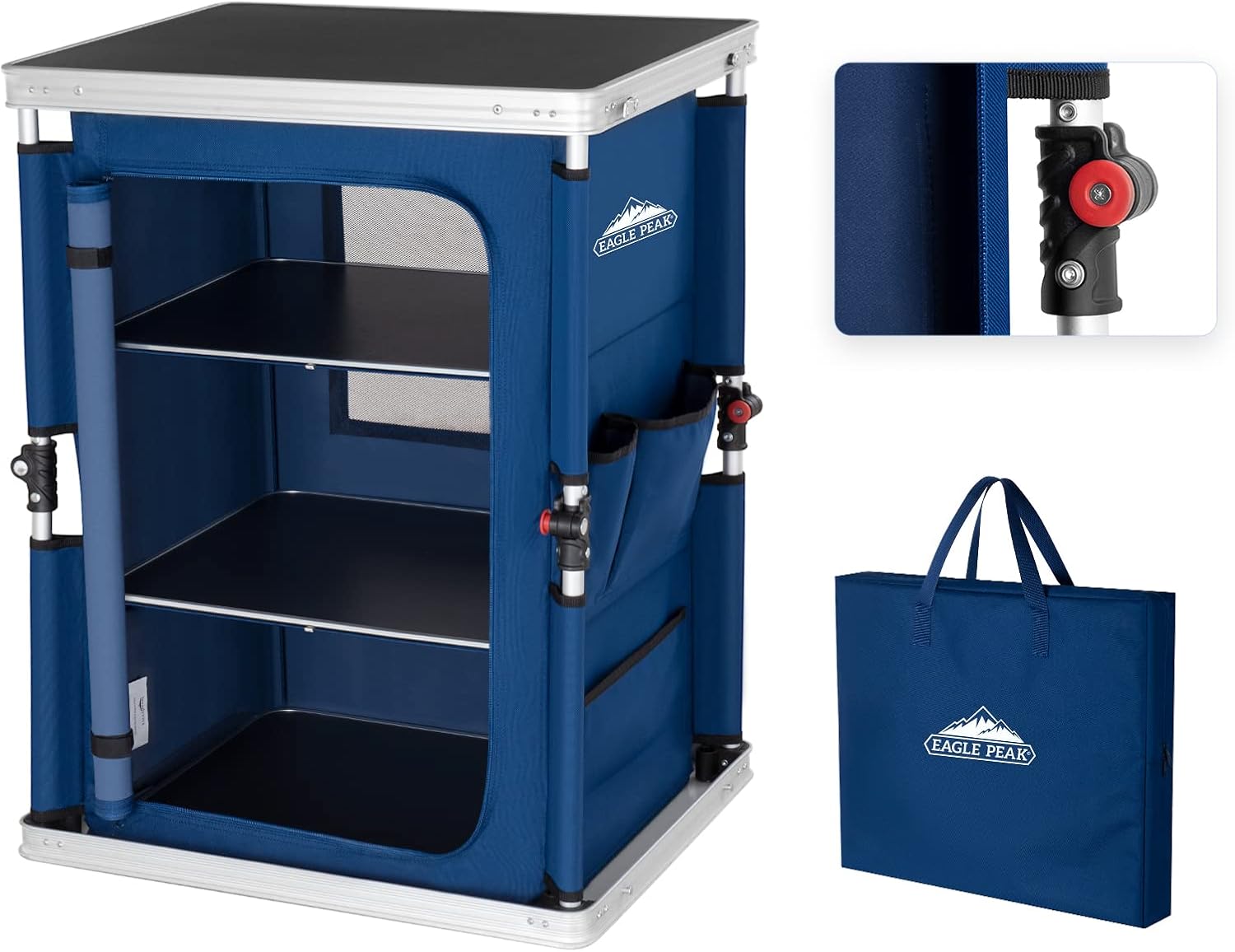 Blue Pop Up Folding Camping Table with Storage Organizer Z675510