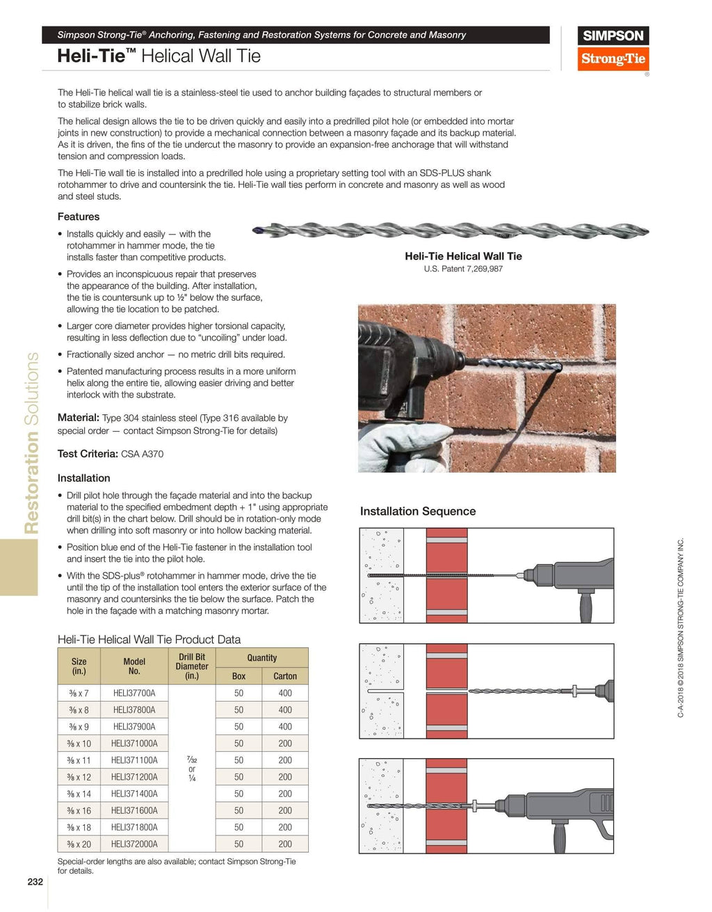 Helical Tie 3/8x22 x 16x22 Pack of 50 O189