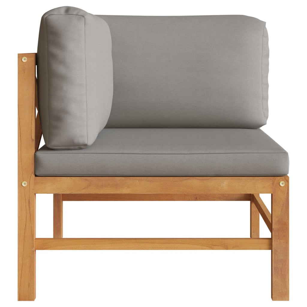 2-Seater Teak Wood Corner Sofa Set with Dark Gray Cushion A5799