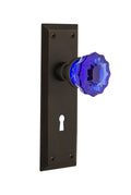 Oil-Rubbed Bronze Crystal Cobalt Glass Door Knob Y86231