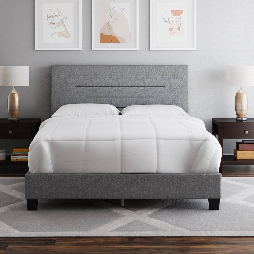 Charcoal Full Linen Bed Frame S3108