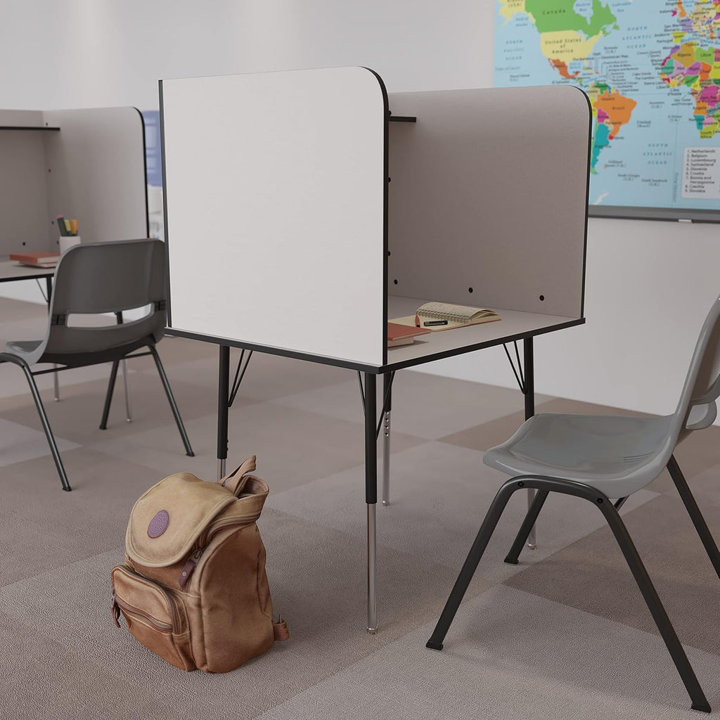 Study Carrel with Adjustable Legs and Top Shelf in Nebula Grey P52164