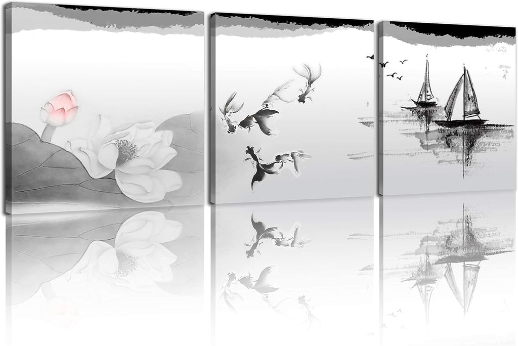 Red Plum Blossom Canvas Prints 3 Pcs Framed 16x16inches T271938