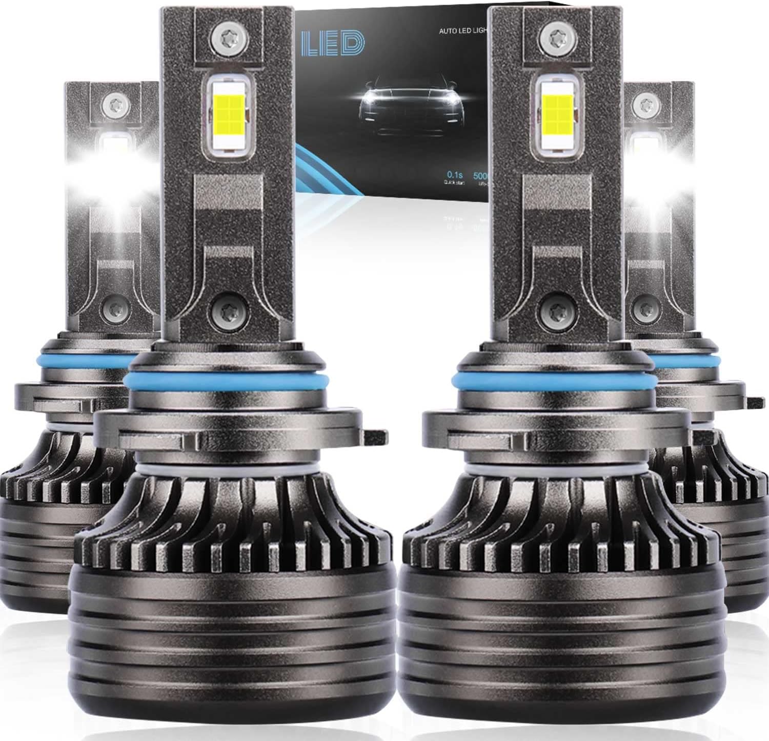 9005 High Beam + 9006 Low Beam LED Headlight Bulbs, 6000K Cool White, Pack of 4 K316