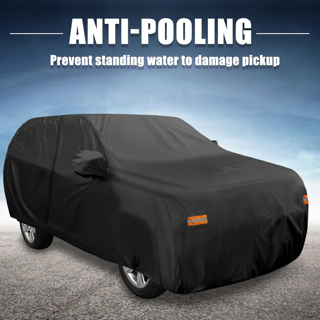 Black Waterproof SUV Car Cover with Driver Door Zipper B196