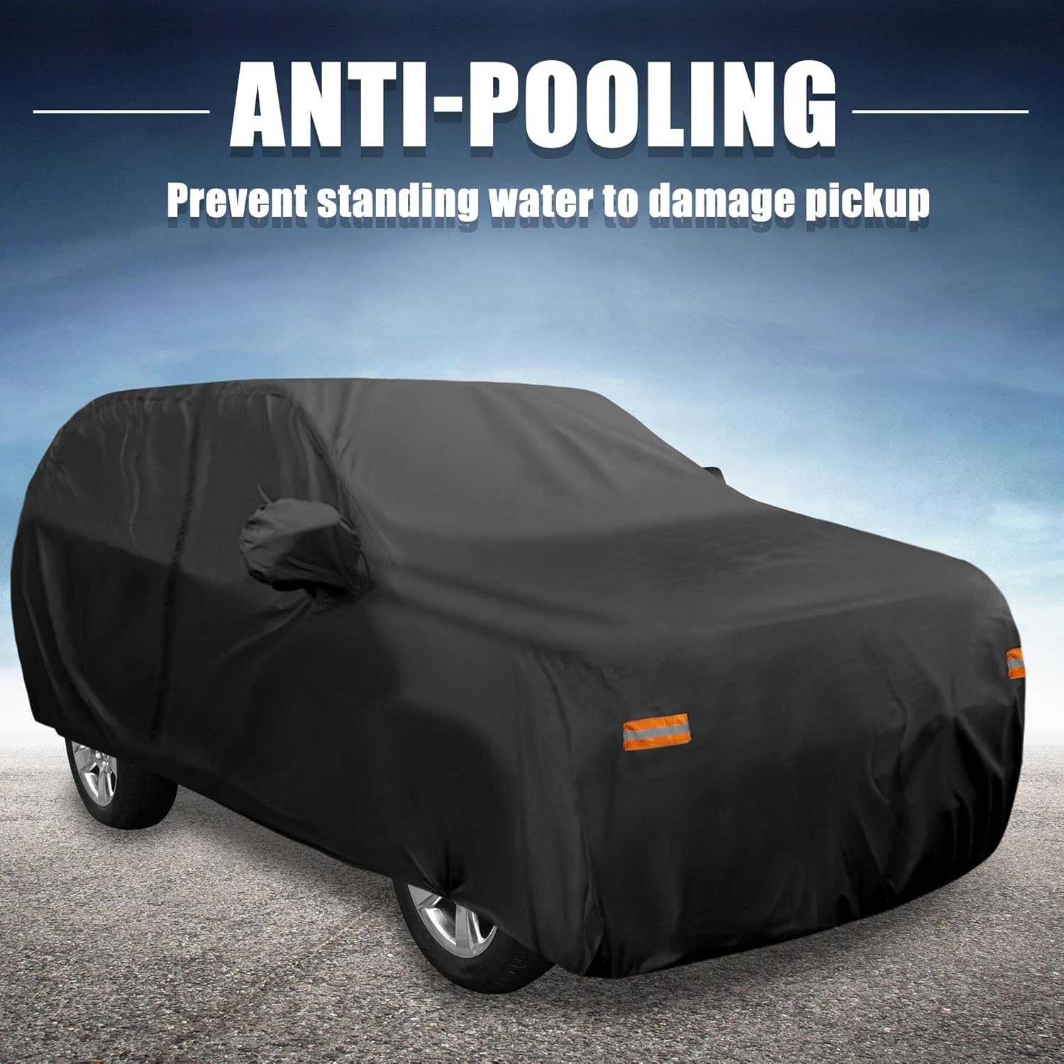 Black Waterproof SUV Car Cover with Driver Door Zipper B196