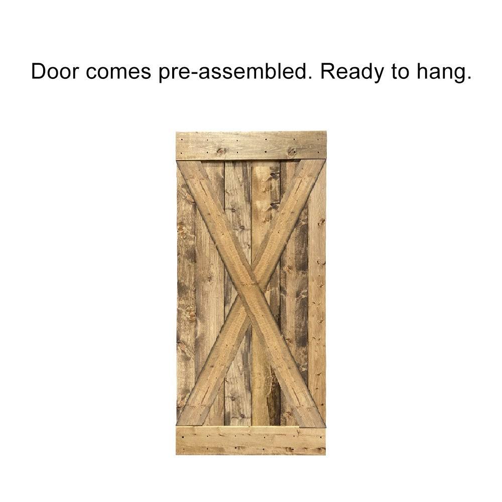Weather Oak Stained Wood Interior Sliding Barn Door with Hardware Kit O268
