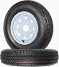2-Pk Trailer Tire Rim ST175/80D13 13 in. Load C 4 Lug White Spoke Wheel D70016