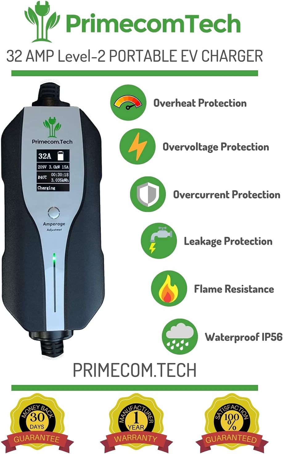 Level 2 Electric Vehicle Charger with 50Ft Cable Y6758