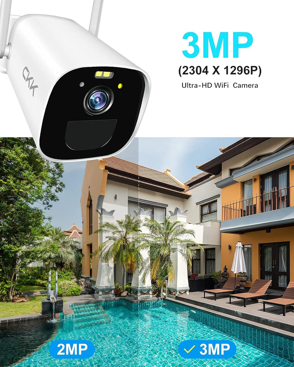 3MP Solar Powered Outdoor Security Camera with Rechargeable Battery I332200