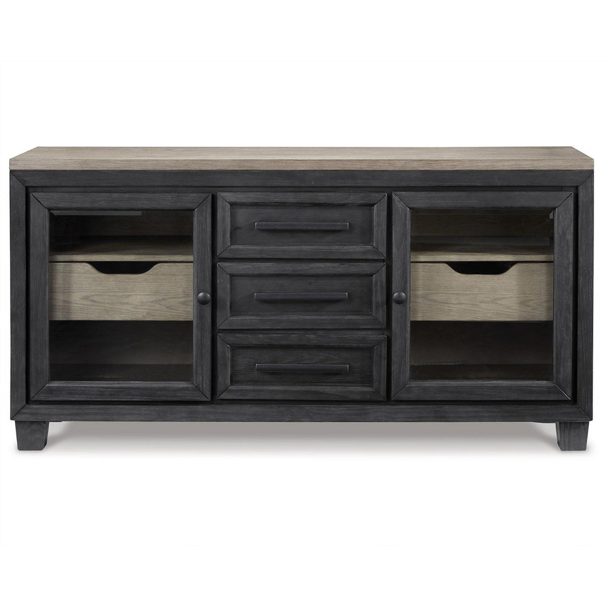 Grayish Brown and Black Wood Dining Server E81817