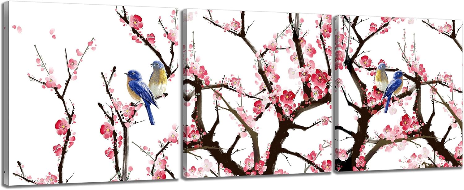 Red Plum Blossom Canvas Prints 3 Pcs Framed 16x16inches T271938