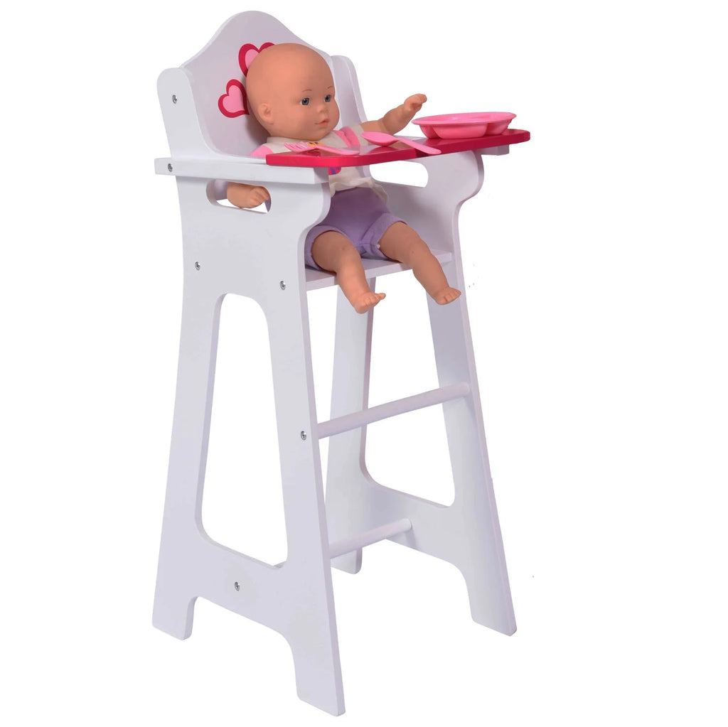 Wooden Doll High Chair with Doll Bib Fits 18" Dolls P1134