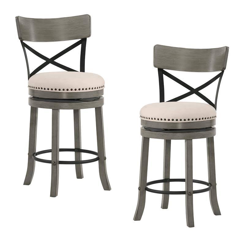 Light Gray Wood Swivel Barstool (Set of 2) M448