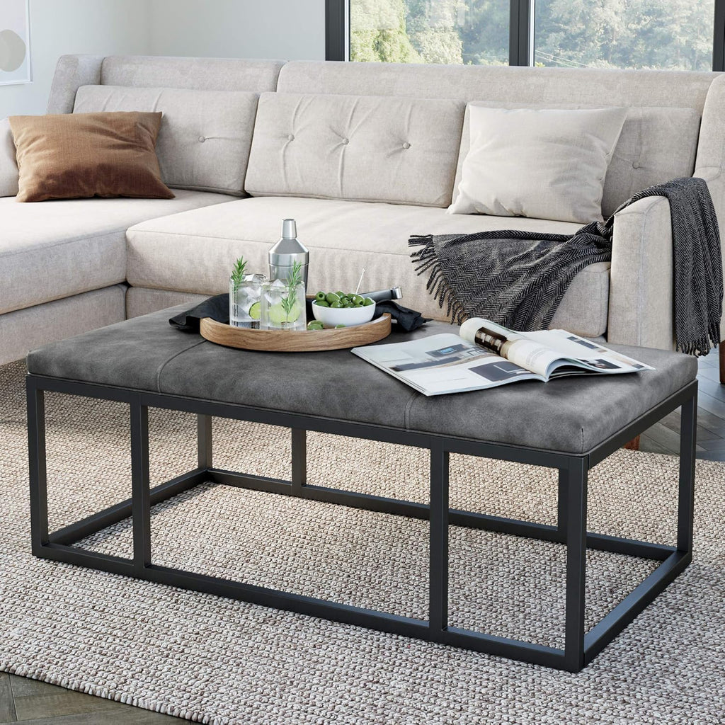 Walnut Acacia Veneer and Metal Rectangle Coffee Table E57688
