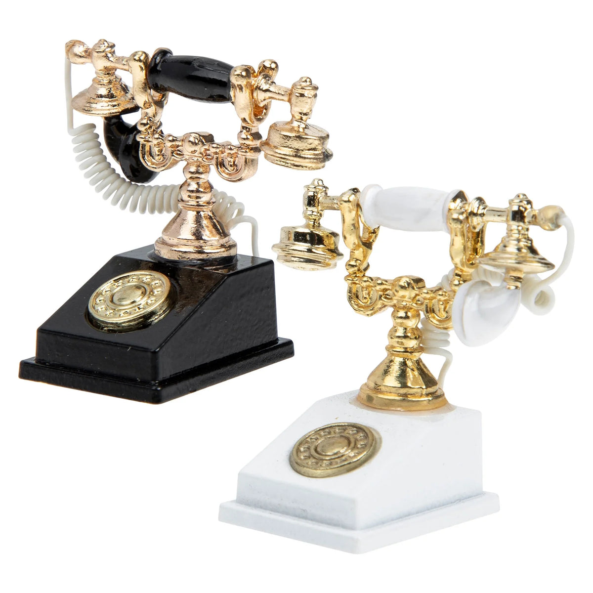 2pcs Retro Miniature Telephone Dollhouse Furniture Accessories D88825