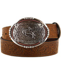 Tan 38 Tooled Leather Belt O729