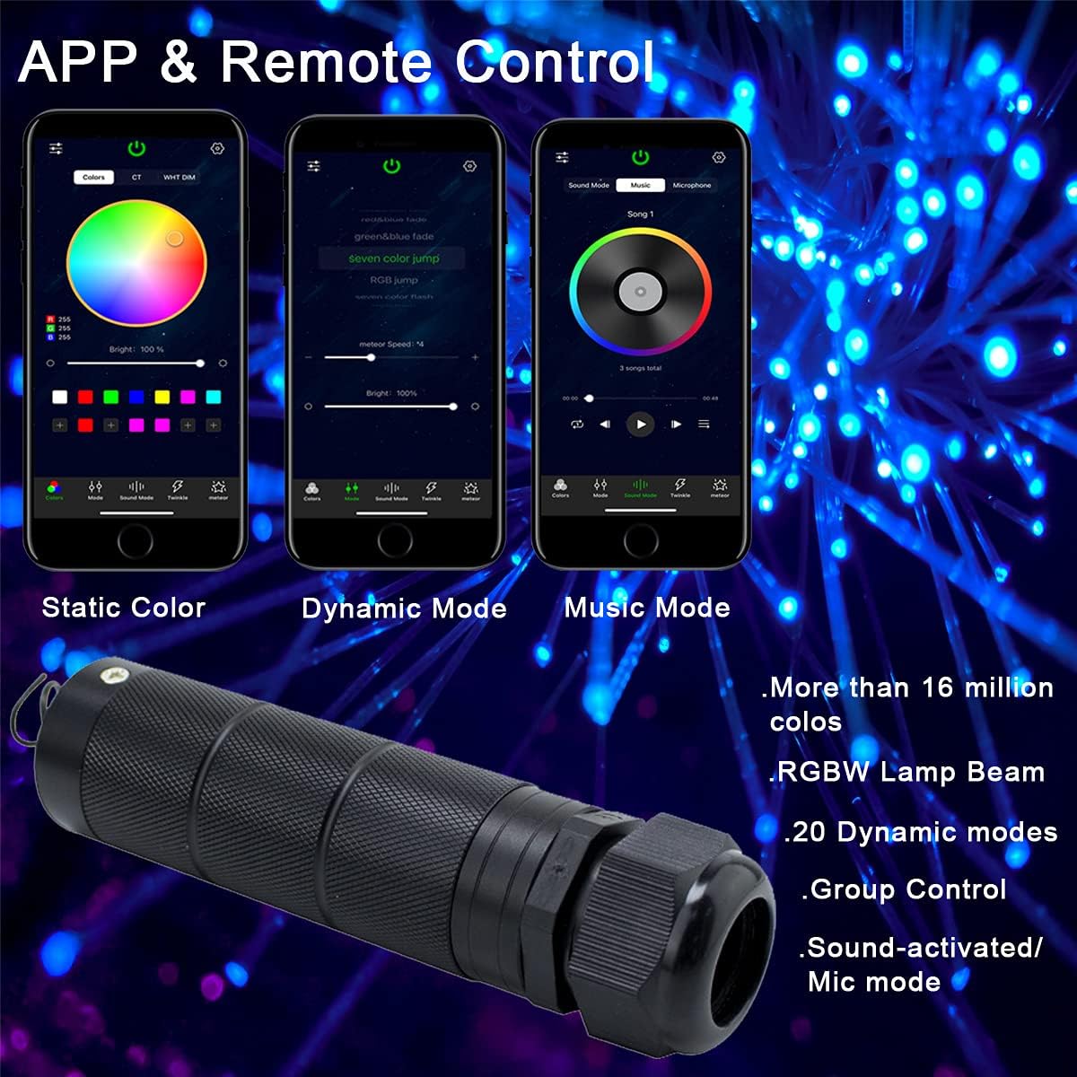 Car Use Bluetooth LED Fiber Optic Lights Star Ceiling Light Kit 430pcs 9.8ft Fiber Cable U527