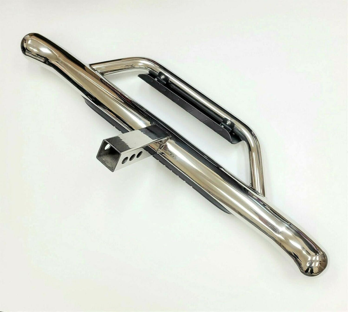 Chrome Towing Hitch Step Bar Drop Step 2" Receiver Round End Rear Bumper Guard A98172