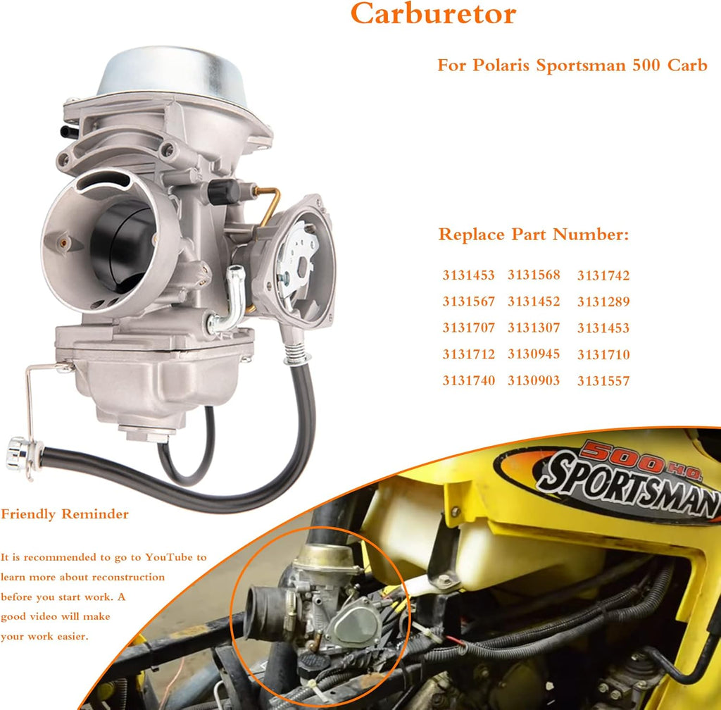 Carburetor for Polaris Sportsman 500 HO 4X4 2001-2005 & 2010-2012, Scrambler 500 4x4 1997-2009, Trail Boss 325 2000-2002 ATV B216157