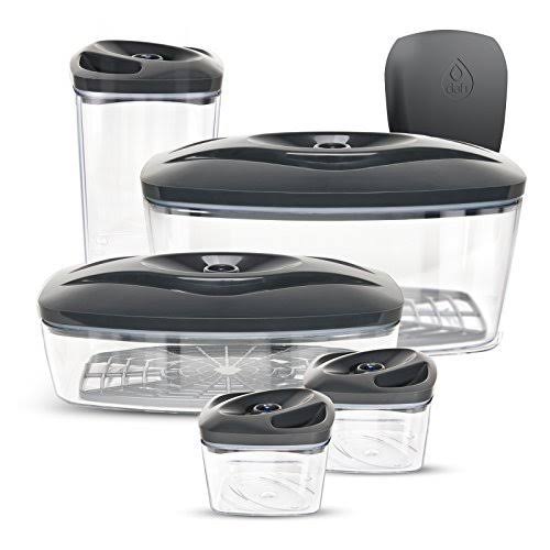 Set of 5 Vacuum Seal Containers with Electric Pump Anthracite B3046