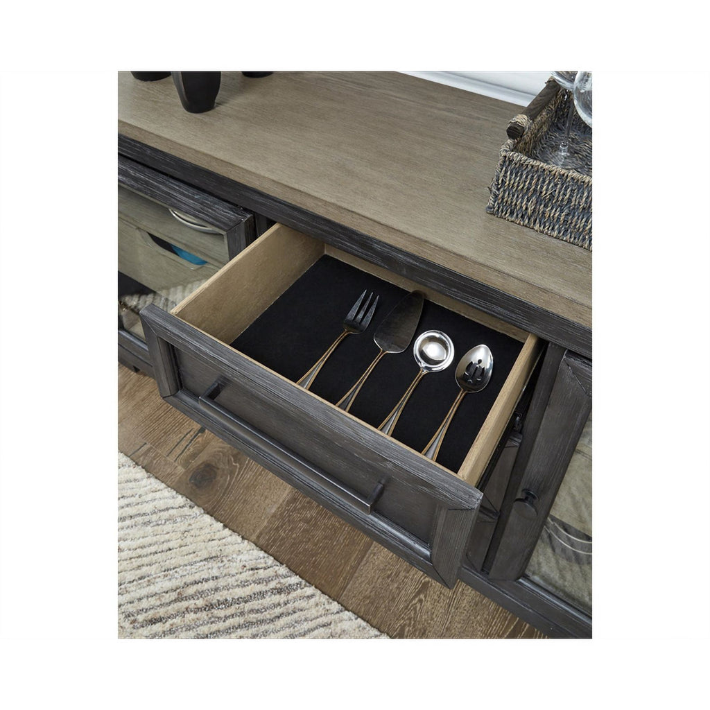 Grayish Brown and Black Wood Dining Server E81817